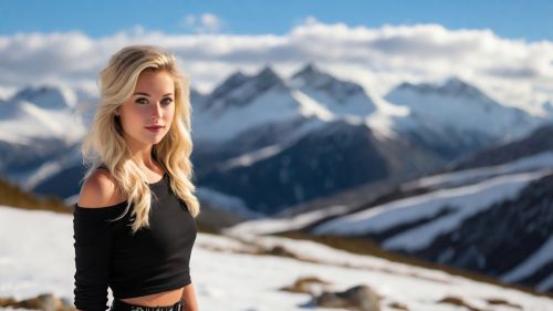 Blonde Woman on a Mountain