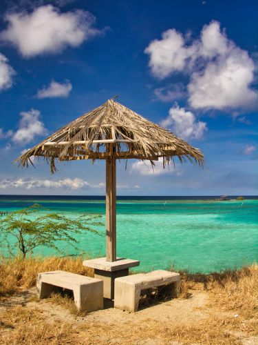 Caribbean - Aruba - Beach and Parasol