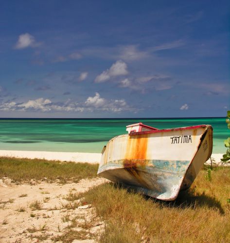 Caribbean - Aruba - Rodger's Beach with Fishing Boat