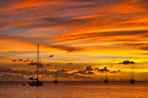 Martinique - Fort de France - Sailing Boats at Caribbean Sunset