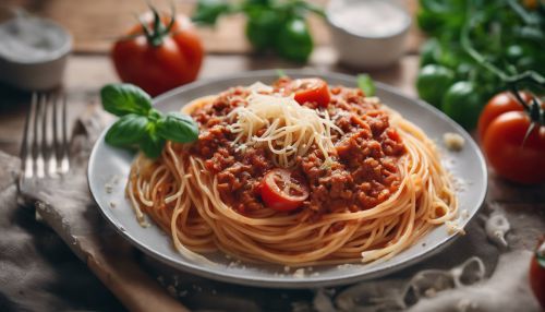 Spaghetti Bolognese with Cheese and fresh Tomatoes