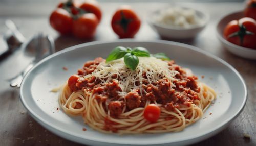Spaghetti Bolognese with Cheese and fresh Tomatoes