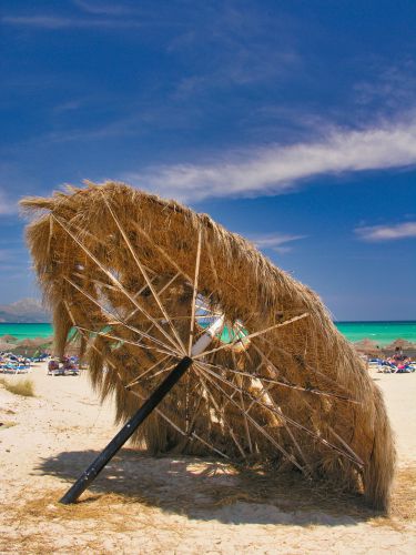 Spain - Mallorca - Playa del Muro - Fallen Parasol on the Beach
