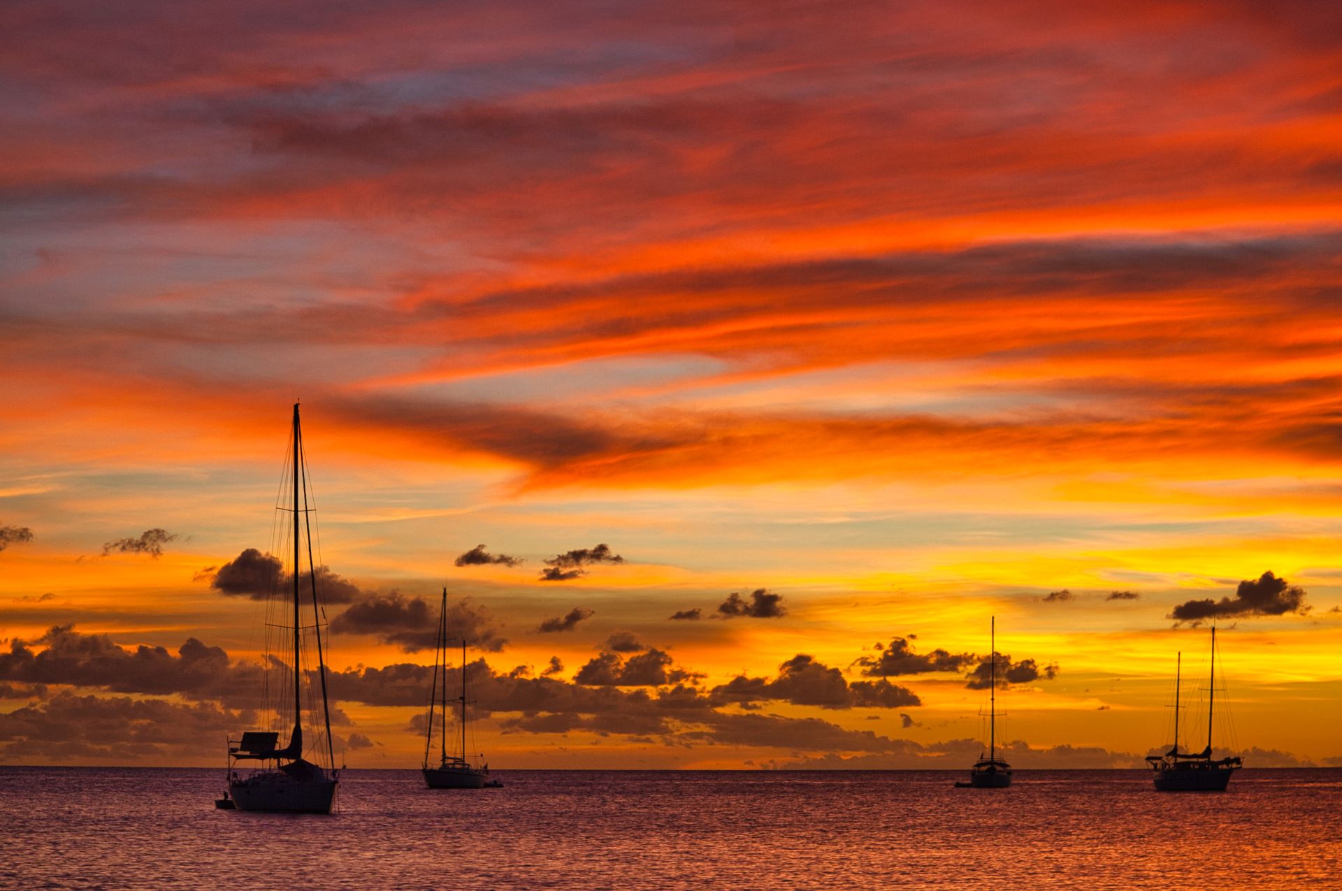 Martinique - Fort de France - Sailing Boats at Caribbean Sunset